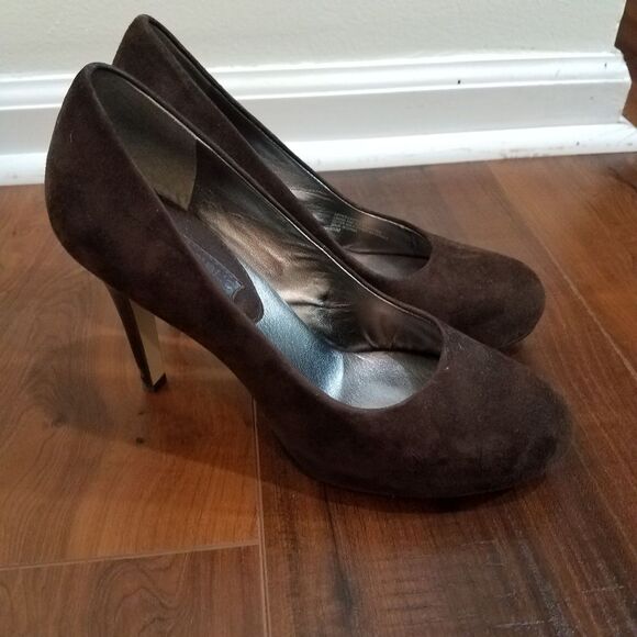 Banana Republic vintage brown suede leather heels 6.5 - Picture 5 of 11